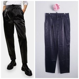 Topshop Faux Black Leather Snake Print Pants